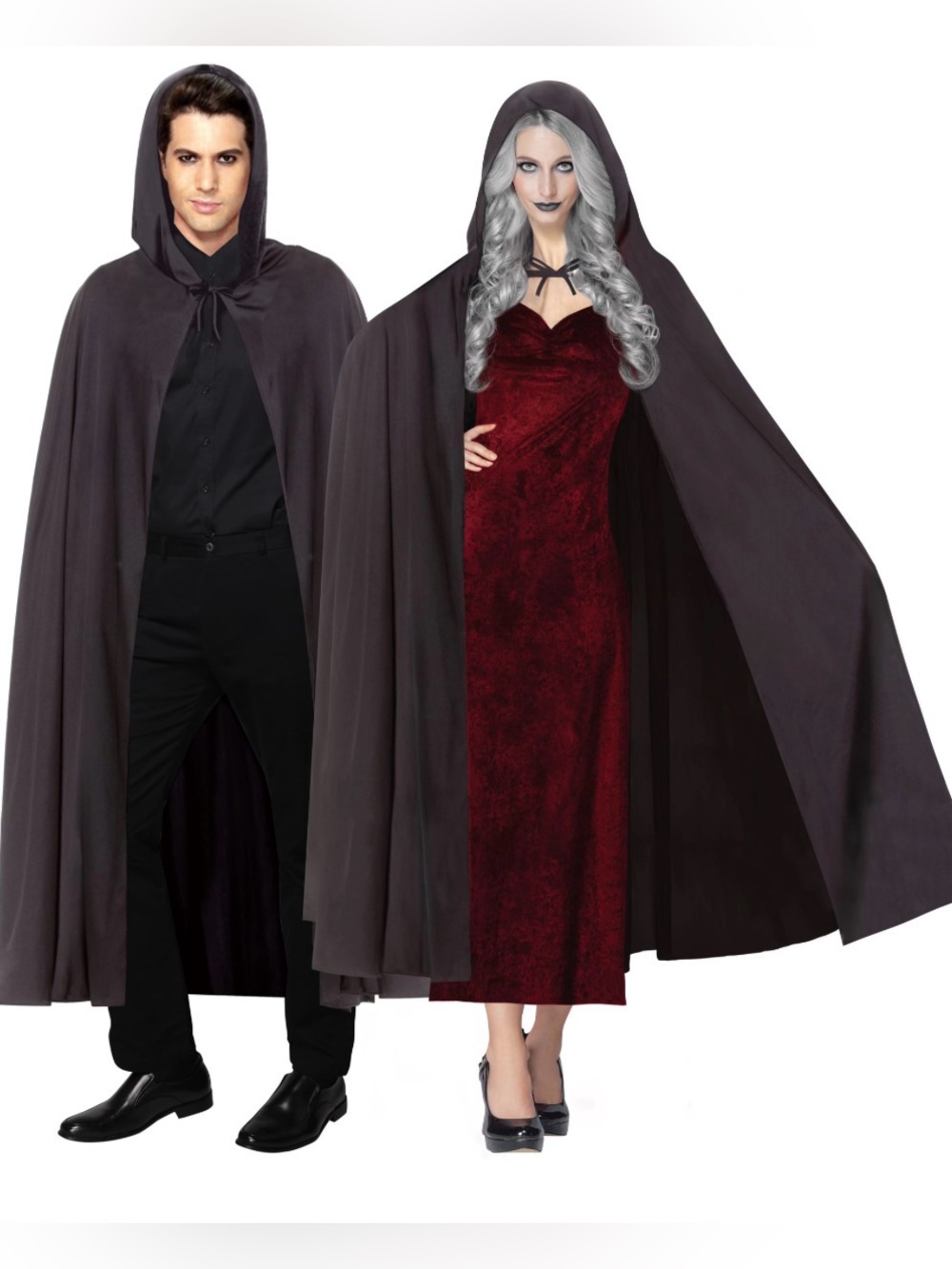 Halloween Unisex Adult Hooded Black Cape